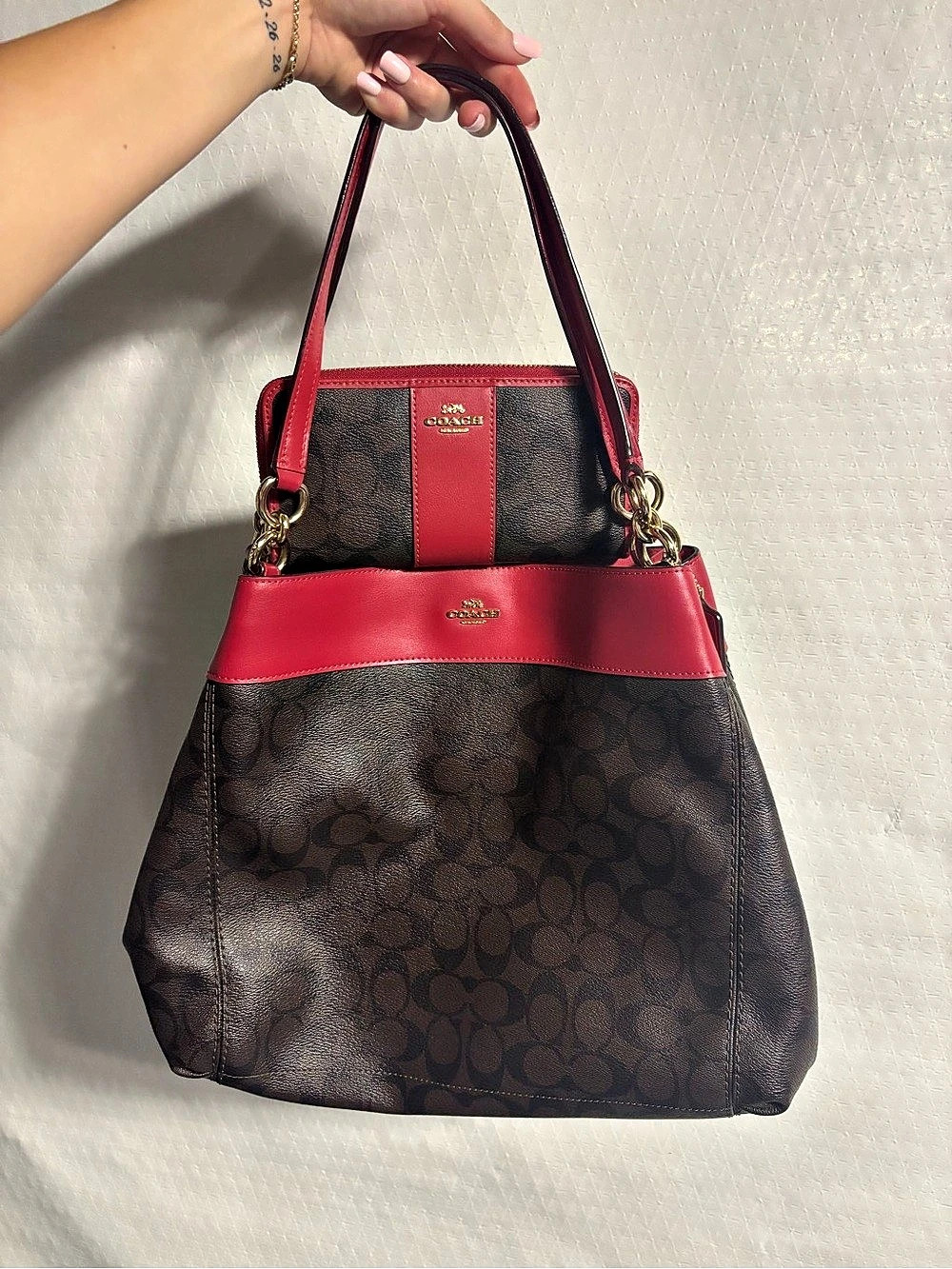 Coach Shoulder Bag Brown & Red